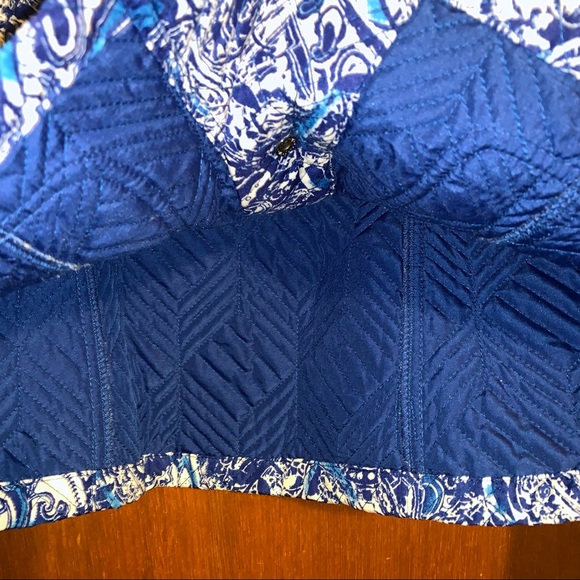Women’s 0 (S / 4) CHICO’S Royal Blue White Paisley Light Spring Quilted Jacket - Picture 9 of 15